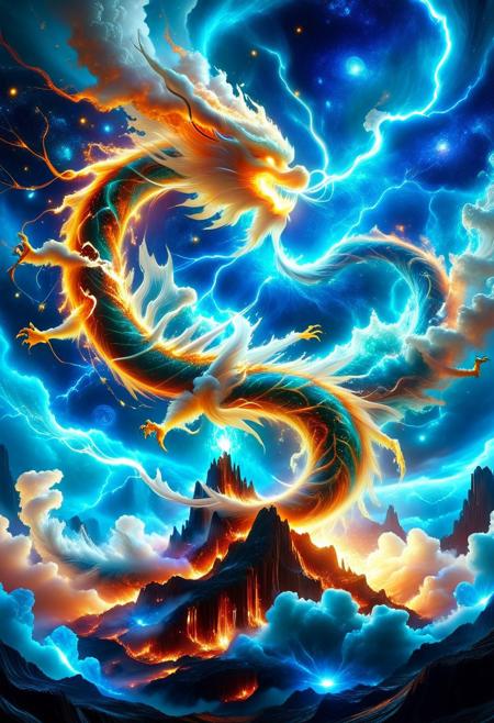 In the pillar of plasma that reaches the sky, there is a door of light with clear outlines, reaching a height of a hundred zhang, with a majestic aura.
This door of light is built on layers upon layers of white fire.
It is as if white fire are cast into its throne.
But it is not purely a door of light, it is a mixture of rain, wind, thunder, lightning, yin and yang, the five elements, the heavenly stems and earthly branches, a mixture of all things, like a combination of all things in the world.
It symbolizes stars, symbolizes supernova, symbolizes explosion, symbolizes cosmos, symbolizes energy.
epic, majestic, fantasy, dreamy, perspective, moody, magical, light and shadow, space, astronomical themes, magnificent, celestial, ethereal, 
(beautiful, detailed, textural, artistic, unreal engine, octane rendering, Anti-Aliasing, sharp focus, vivid, vibrant, best texture quality, very aesthetic), (((intricate details, highly detailed, ultra-detailed, absurdres))), 
midjourneyv6.1, slime-morph