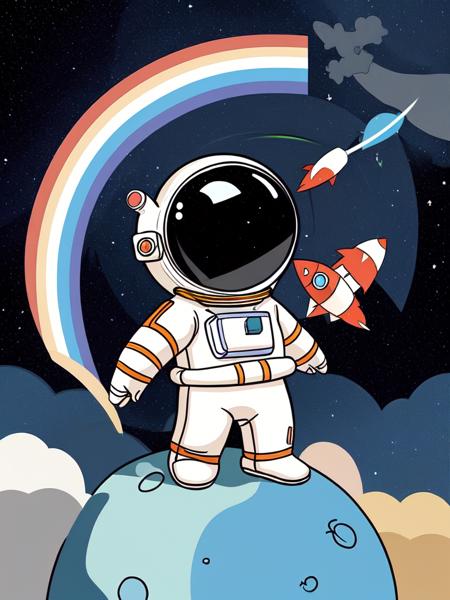 bizhiastronaut,(Blue sky_1.2), (rainbow_1.1)