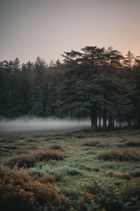 raw photo, a sunset landscape, Valdivian temperate forests, Chilean forest,  cozy, photorealistic, high detailed texture, 8k uhd, dslr, soft lighting, high quality, film grain, Fujifilm XT3, Sony A7 IV, highly detailed photography, (muted colors, cinematic, dim colors, soothing tones:1.2), vibrant, insanely detailed, hyperdetailed, (dark shot:1.2), (vsco:0.3), (intricate details:0.9), (hdr, hyperdetailed:1.2) (highest coherency: 1.39) (highest quality: 1.39) (rule of Thirds) (award winning) (breathtaking) (masterclass) (vibrant color: 0.79) (mist)