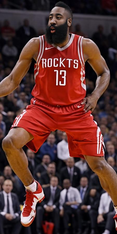 James Harden,James Harden dunks,half body photo of monk 52 y.o man, hands down, 8k uhd, high quality, dramatic, cinematic<lora:James Harden:0.7>