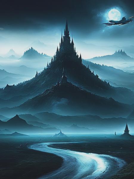 <lyco:DarkFantasy:1.0> land of nightmares & shadows, evil landscape, fantasy, horror film, cinematic