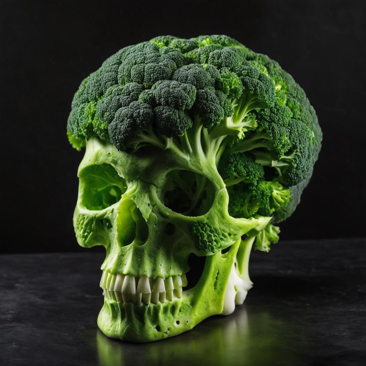A skull made of broccoli.