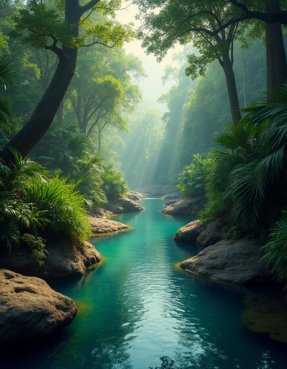 surreal creek in the jungle