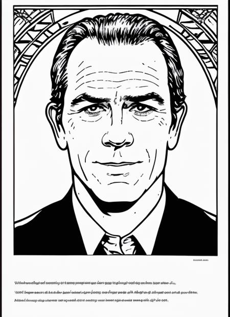 tlj1 , man, in the style of      coloring-book-style
 <lora:TommyLeeJones:1>