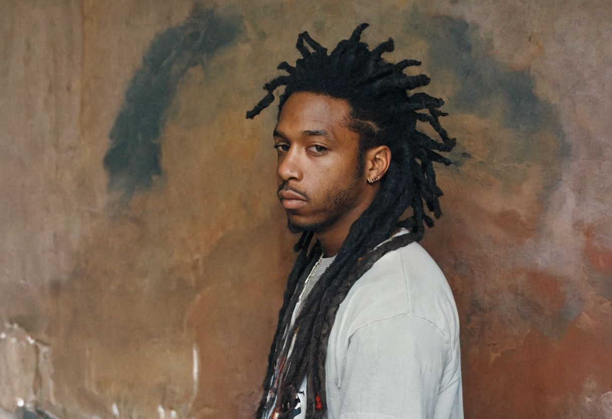 leica m3, 35mm Voigtlander lens, Portra 160/400, photo of a New York rapper with dreadlocks doing a Renaissance  painting . high resolution, high contrast, natural  sunlight