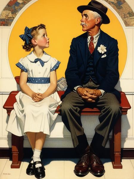 <lora:04Vintageillustration_Hap_XL:1>,Norman Rockwell style,vintage poster, Out for the nightï¼