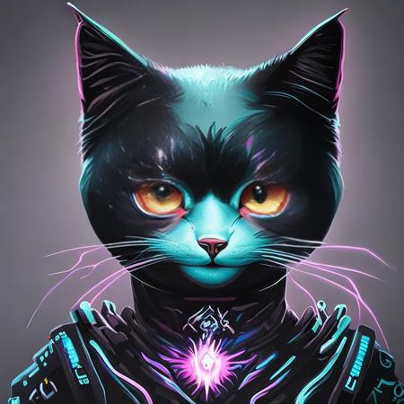 painting of  cat   mist,  elemental, cyberpunk