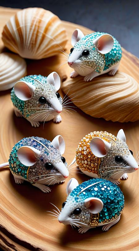 crystal mice with ancient, gem-encrusted shells