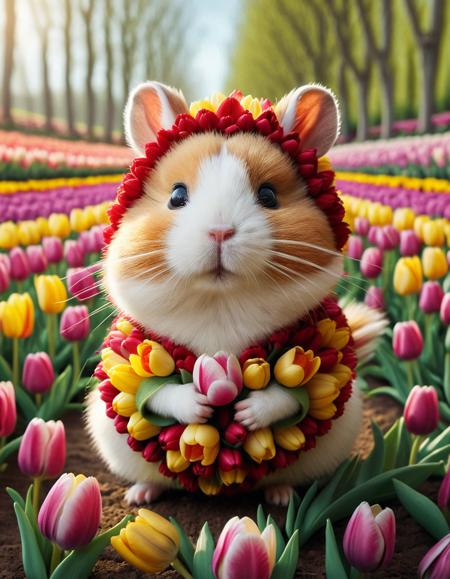 cinematic film still breathtaking Cute jaynl-tm hamster in a tulip costume
<lora:TulipMania:1> , made of tulips <lora:add-detail-xl:1> dynamic, action pose, running towards viewer, masterpiece, award-winning, professional, highly detailed, shallow depth of field, vignette, highly detailed, high budget Hollywood film, bokeh, cinemascope, moody, epic, gorgeous, film grainâââ