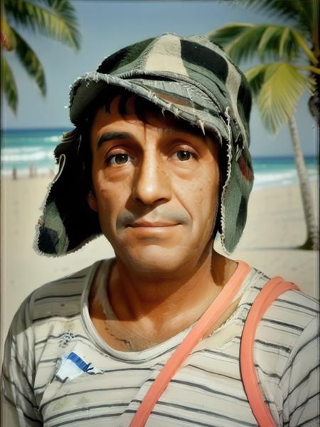 Chavesdooito, tropical beach, very detailed, focus on face  <lora:Chavesdooito_v1.0:1>