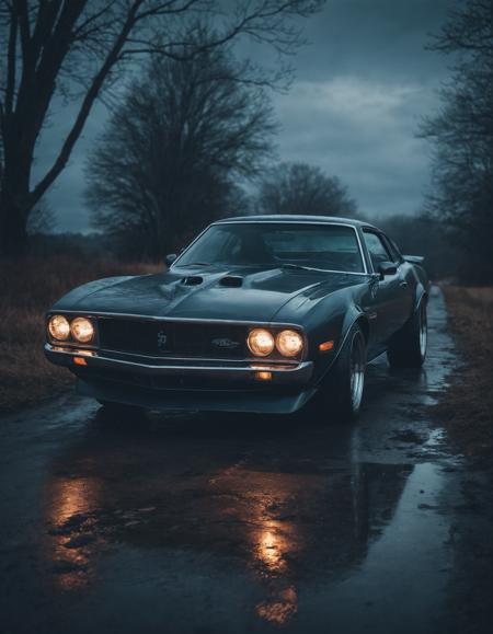 Horror-themed <lora:Andrew Law CLIP-000005:1>,automotive photography,car photography,cinematic lighting photography,behance. polished,blue hour photography,art style of Andrew Law, . Eerie, unsettling, dark, spooky, suspenseful, grim, highly detailed