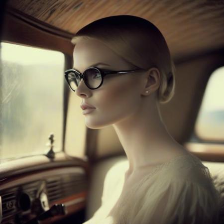 embedding:annev annev a woman with a crew cut hairstyle with black fade hair and bangs!!!!!!, with nerdy glasses, in a vintage chevy vintage chevy vintage cabin, in luxury advertisement, rim lighting, dramatic backlighting, beautiful detailed eyes, by ross tran, by larry elmore, by frank frazetta, by clyde, by ivan aivazovsky, by peter palombi, color photo