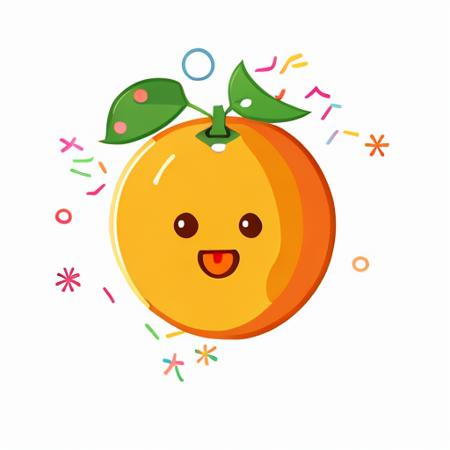 An apple with face and eyes, sticker, rough lines,((vector)), simple,((flat illustration)), mascot, Cartoon, white background,(((confetti))), anime