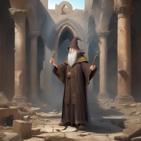 Male wizard <lora:3d_v0.0.2:1>,  ruins, detailed background, masterpiece, best quality, high quality, absurdres