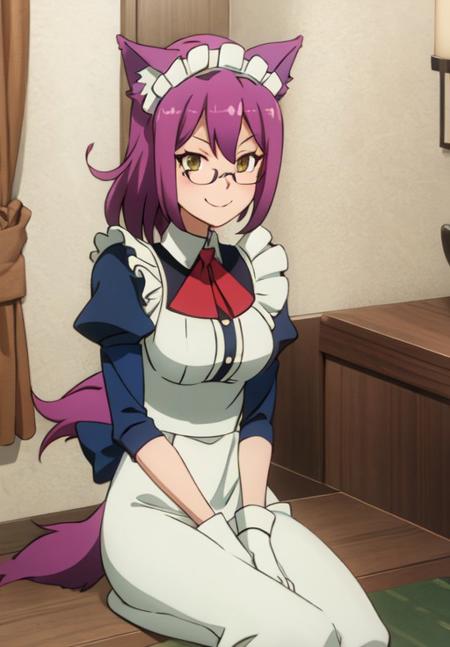 <lora:gate_p:0.8>, gate_p, wolf girl, glasses, smile, nyotaimori