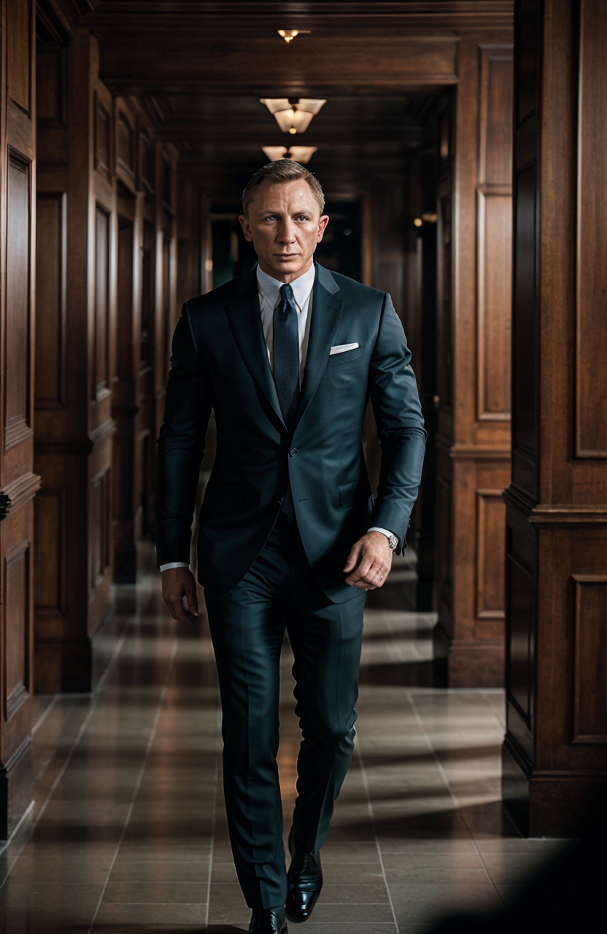 award winning (portrait photo:1.4) of a handsome man, 007danielcraig running, shooting, by lee jeffries nikon d850 film st...