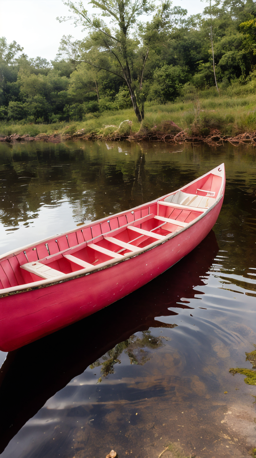 Pink colored <lora:BarbieCore:0.9> BarbieCore a wooden canoe peacefully gliding on a serene lake, (shiny plastic:0.8), (pink plastic:0.9), (masterpiece:1.3) RAW photo