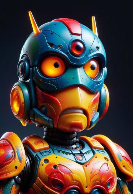 Close face shot of a monstruous playmobil ROBOT by  Katsuhiro Otomo and Makoto Shinkai and irving penn , bold lines, hyper detailed, dark limited palette, dramatic lighting,  (intricate details, masterpiece, best quality:1.4),
<lora:add-detail-xl:1> <lora:xl_more_art-full_v1:0.5>