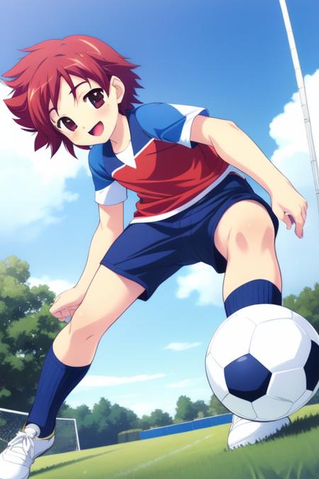 TsurumiTsubasa, 1boy, soro, red hair, red eyes, short hair, 