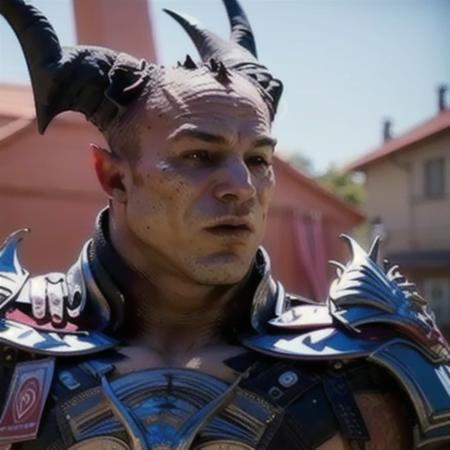 ,masterpiece,photo of Shao, wearing, armor, breastblates, pauldrons, horns, unmasked, no helment, sun, blue sky, best quality, realistic,  male,muscular,photorealistic, (intricate details:1.2), (delicate detailed), (cinematic light), clear line, sharp focus, realistic face, pinup, <lora:mk1_Shao-10>