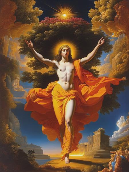 <lyco:NicolasPoussin:1.0> Paranormal god, spirit illumination, divine aura, luminous, bright, by Nicolas Poussin, vivid Colors, 32k, Ultra-HD, insanely detailed and intricate, hypermaximalist, elegant, ornate, hyper realistic, super detailed