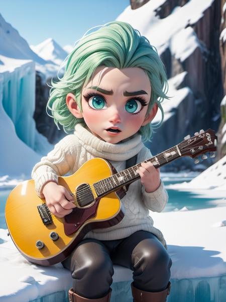 8k,best quality,masterpiece,portrait,seductive,looking at viewer,
(by darkgem:0.8),(by chunie:1),(holding electric guitar),
(anthro claycalloway:1.2),dark green hair,(male),handsome,white sweater,(detailed pixar eyes:1.2),detailed eyes,
singing,mouth open,sitting,relaxed,
Snowy mountain passes,frozen lakes,ice caves,skiing opportunities,winter wonderland,pristine landscapes,
chibi,<lora:chibi:0.8>,