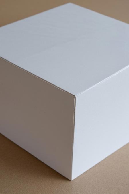 white cube, modernist, orthogonal view, box,  masterpiece, best quality, very aesthetic, absurdres, mini, close up, macro photo,