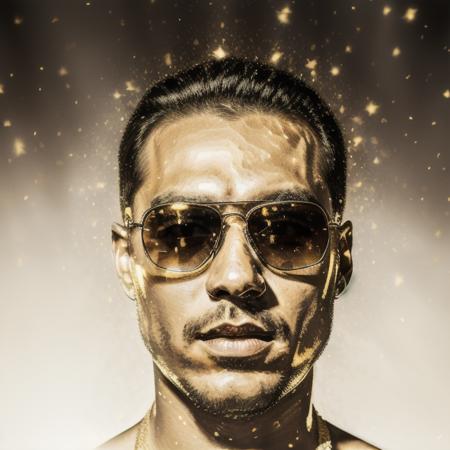 painting of a man wearing sunglasses, by Gold_Glitter <lora:Gold_Glitter:1.0>, (high detailed skin:1.2), 8k uhd, dslr, soft lighting, high quality, film grain, Fujifilm XT3