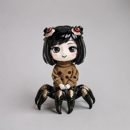 <lora:vallavica_animals:1>, vallavica_animals, porcelain animal, ceramic figurine, chibi, cute, 

<lora:arachne-1_arachne-2--retro_ham_avas_jun_rifl--09-01:1.0>, (arachne:1.1), full body, masterpiece, best quality, 1girl, solo, black eyes, black hair, black sweater, bob cut, closed mouth, medium hair, simple background