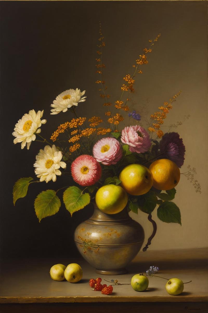 still life,Oil paintings,Flowers, fruit,静物 image by aji1