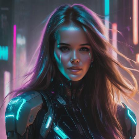 ellemacpherson a beautiful woman  wearing a cyberpunk outfit by Ross Tran, artgerm  detailed, soft lighting