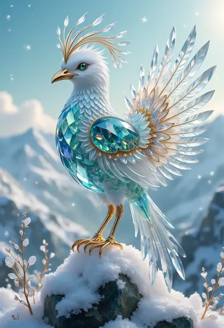 DE_Crystal Bird-Shaped Art_Diverse Scene Creation