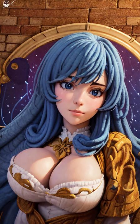 best quality, (masterpiece:1.5),(ultra-detailed), (high quality:1.3), (high resolution),best quality ((masterpiece,best quality, detailed)), ultra-detailed, detailed hair, hard rim lighting,((dramatic lighting)),sharp focus,yarn, 1girl, upper body,close-up,
<lora:EsdeathLora(AkamegaKill!):0.5>blue hair,