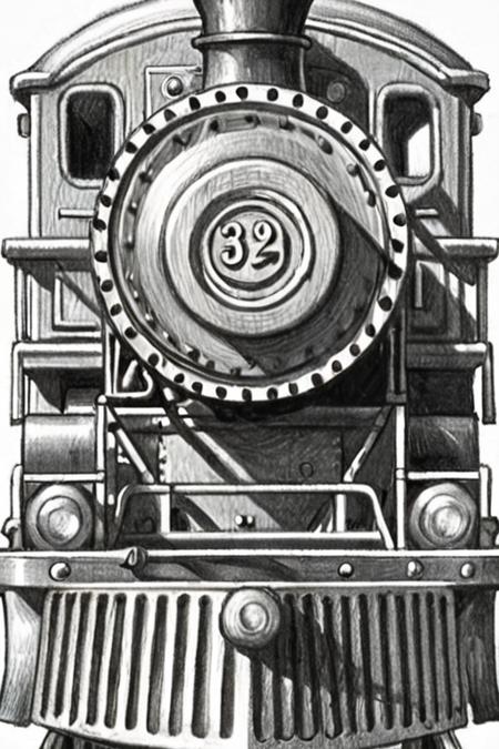 a drawing of a train engine  by Brian Selznick <lora:Brian_Selznick_Style_XL:1>