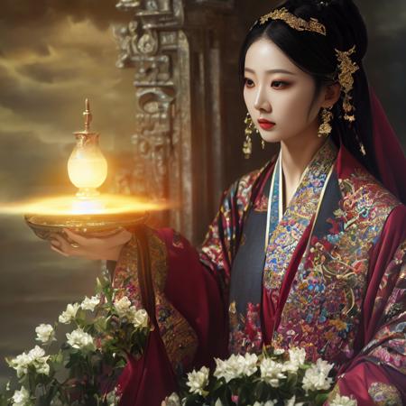 lalisaMan1, (Extremely Detailed Oil Painting:1.2), glow effects, godrays, Hand drawn, render, 8k, octane render, cinema 4d, blender, dark, atmospheric 4k ultra detailed, cinematic sensual, newcn, newcn, 1girl, Tang hanfu, black hair, 3d,