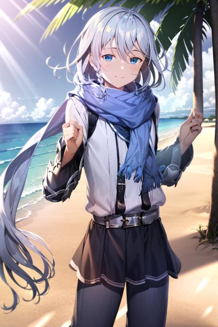 1boy, Noa_Granblue,  solo, long hair, looking at viewer, scarf, pant, braid,