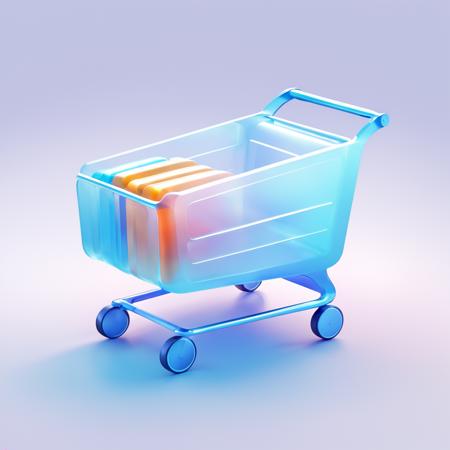 ShoppingTrolley  icon,msstyle,many details,octane render,transparent glass texture,frosted glass