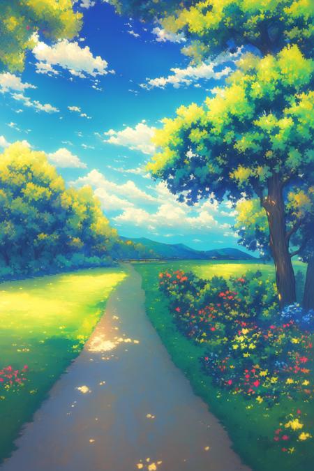 (masterpiece,best quality:1.6), scenery,blue_sky, cloud, cloudy_sky, wide_sky, huge sky, condensation_trail, day, field, grass, horizon, landscape, outdoors, path, road, scenery, sky, summer, <lora:VioletEvergarden-000006:0.7>, open sky, ultra detailed, wide sky,