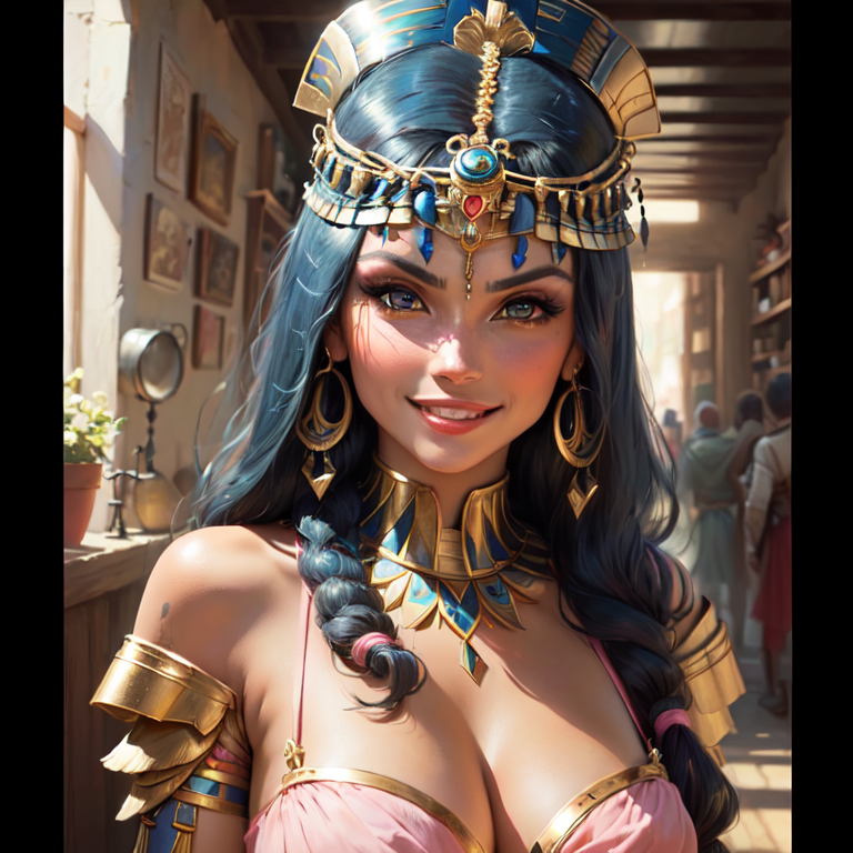 a beautiful woman,  (pink cleopatra hair:1.2), (warrior princess:1.2), (Bavaria culture:1.2), (barbarian warrior), tcg art...