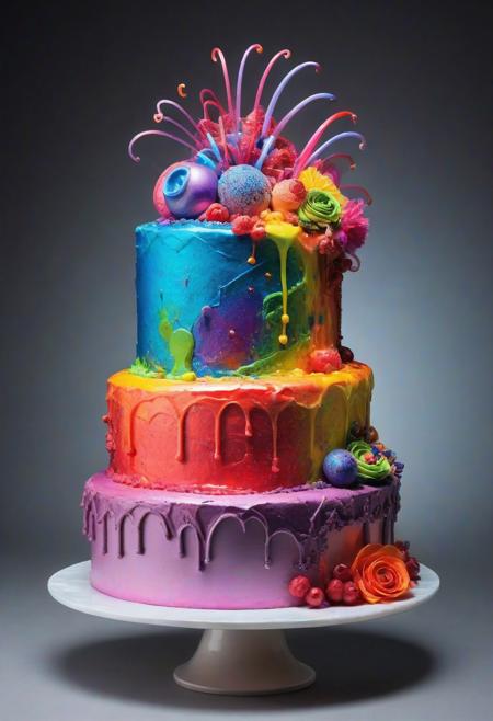 
transparency, inventive, vivid color, Cake made from aliens.  lighting, <lora:add-detail-xl:1>, <lora:xl_more_art-full_v1:0.8>