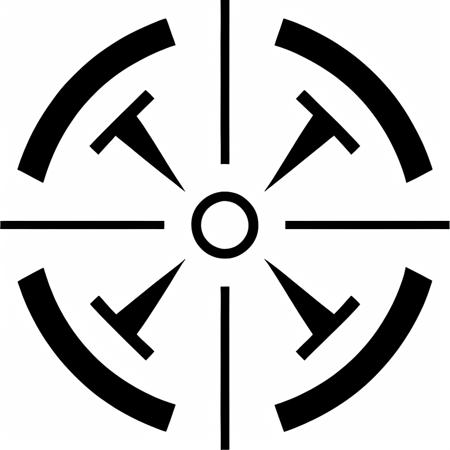 nvjobaim, complex modern sight with arrows, a complex crosshaired with circle with a circular, crosshair, aim, white background, intricate, complicated, black and white