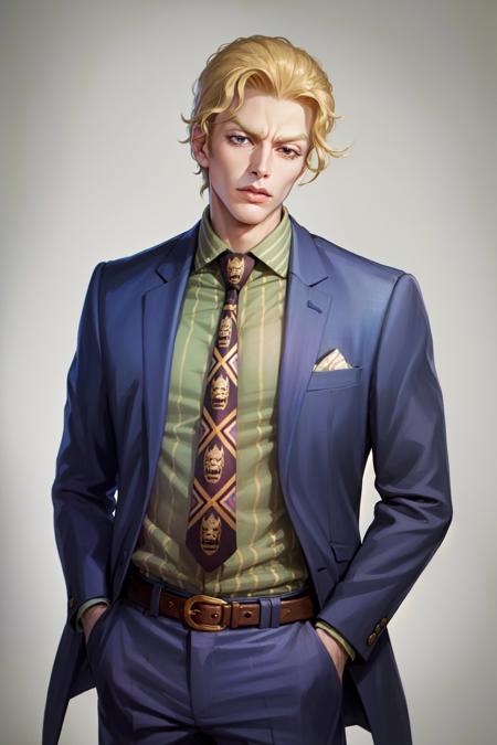 kira yoshikage formal striped suit necktie