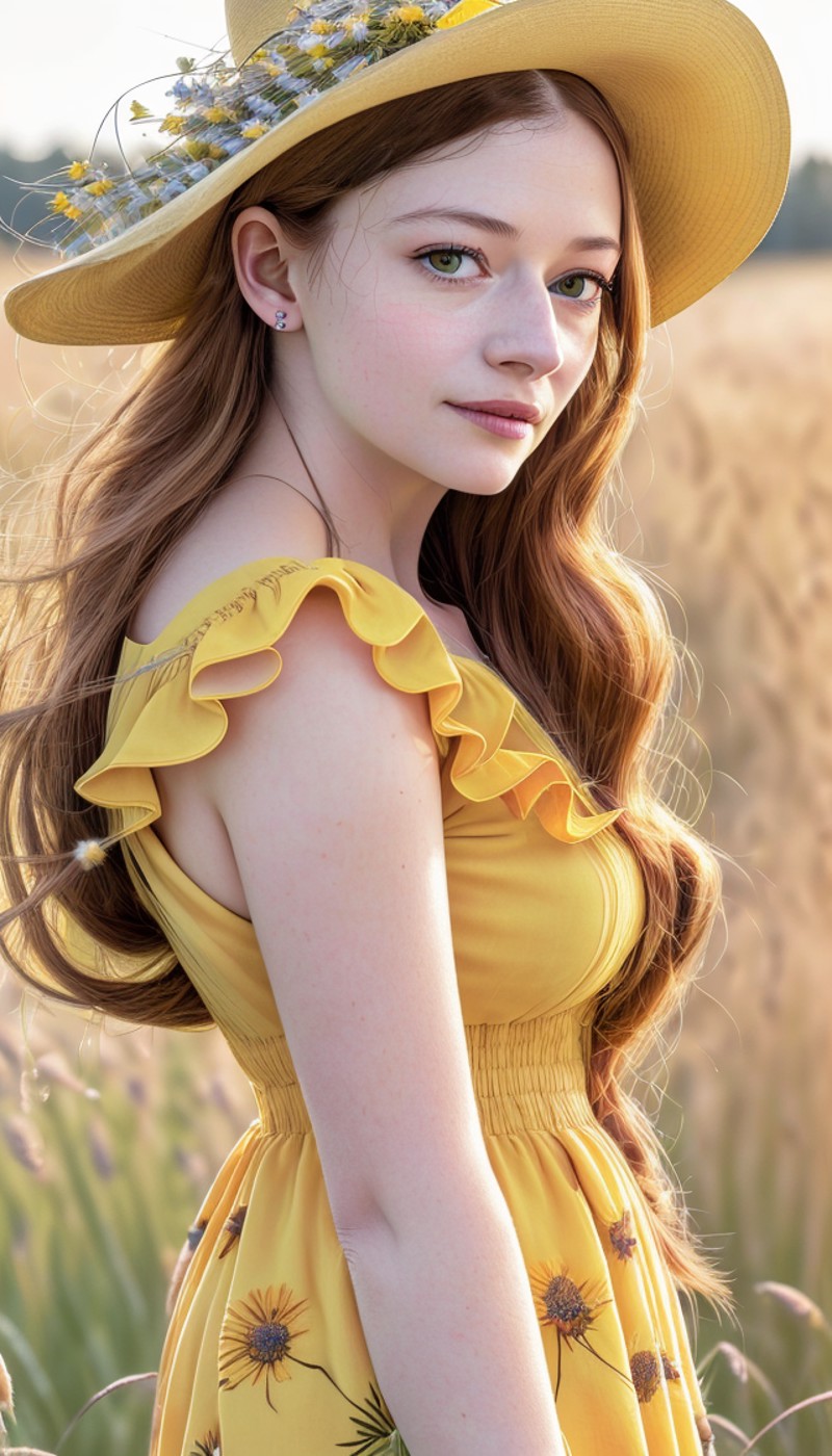 <lora:epiNoiseoffset_v2:1>, a 8k award winning close-up portrait photo of a readhead woman,  macfoyv12 , wearing a yellow ...