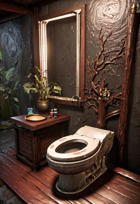 toilet,masterpiece,best quality,16k,trending on artstation, <lora:niohxl-step00000300:1>in the style of niohxl yokai