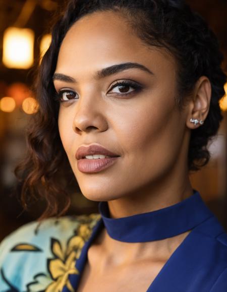 cinematic photo professional close-up portrait photography of the face of a beautiful  (((ohwx woman))) at Cajun / Creole restaurant during Dawn, Nikon Z9  <lora:tessa_lora_sdxl_v1-000009:1> . 35mm photograph, film, bokeh, professional, 4k, highly detailed