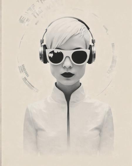 <lora:Olly Moss Style:1> Olly Moss Style page - "End Of The World Party" poster, 2055, feat DJ Mobly, pixie cut, rebel, mr robot, <lora:SDXL_White_Sa_May:0.8> white