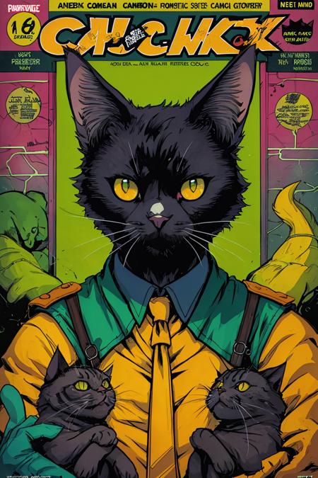 a cat,  comic cover art, poster art, <lora:Ink_poster-000004:.6>,