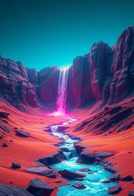 waterfall, desert, recursive shapes, (emphasis on sharp geometric form:1.6), primal aesthetic, (low quality:-1.2), vibrant, stark lighting, (ugly:-1.3), (overloaded multichromatic colors:1.6), unsettling, unrefined textures, (polished:-1.3), (overly ornate:-1.5), neon glow, diverse color palette, intricate fractal structures, high resolution, minimalist design, (bad composition:-1.3), angular geometric forms, (blurry:-1.2), dystopian vibe, saturated hues, fractured geometry, photorealism, (noisy:-1.1), (smooth surfaces:-1.4), psychedelic tones, exaggerated features, sculptural appearance, (disjointed anatomy:-1.3), (soft lighting:-1.2), rigid structure, intersecting planes, infinite geometry, minimal details, multichromatic colors, sharp and jagged geometric patterns