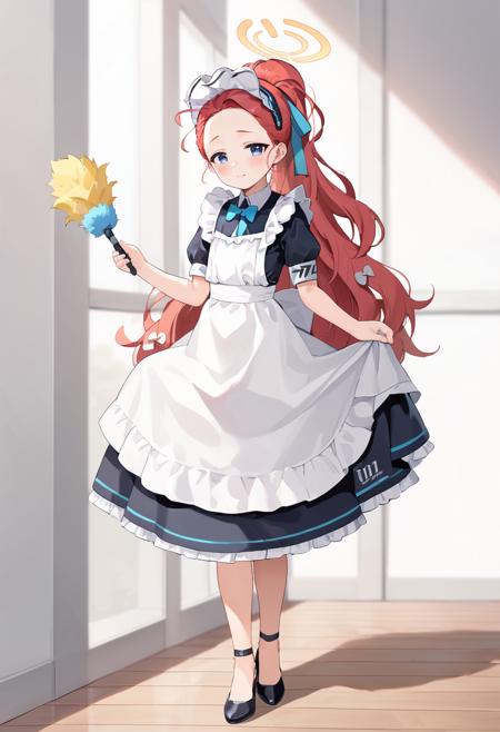 yuzu-default yuzu \(blue archive\),blue eyes,red hair, long hair,braid,one side up,halo,multicolored jacket,sandals yuzu-default, yuzu \(blue archive\),blue eyes,red hair, long hair,braid,one side up,halo,(white shirt,shirt tucked in:1.3),long sleeves,shirt sleeves,necktie,pleated skirt,sandals yuzu-maid yuzu \(blue archive\),blue eyes,red hair, high ponytail,long hair,halo,maid apron, maid headdress,high heels