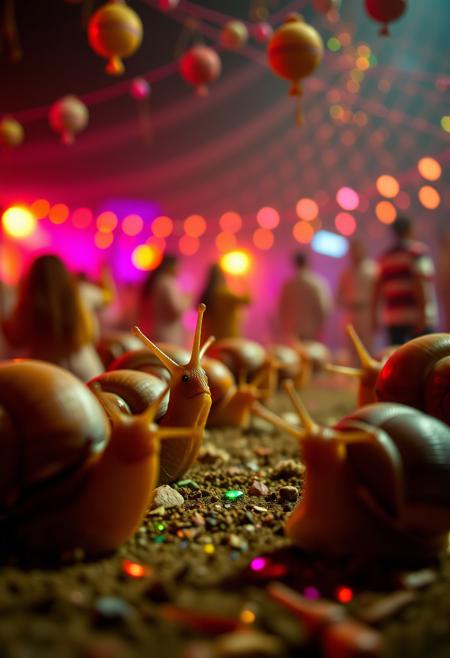 A group of snails enjoying a dance music festival